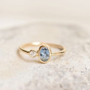 bague aigue-marine or diamant sur-mesure unique fiançailles mariage artisan créateur fait main