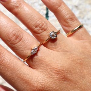 bague or jaune 18 carats diamant recyclé éthique artisan joaillerie fiançailles mariage
