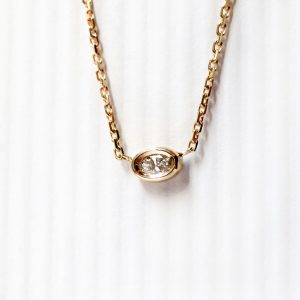 collier or jaune diamant ovale recyclé anniversaire cadeau joaillerie