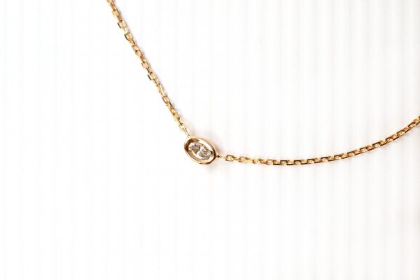 collier or jaune diamant ovale recyclé anniversaire cadeau joaillerie